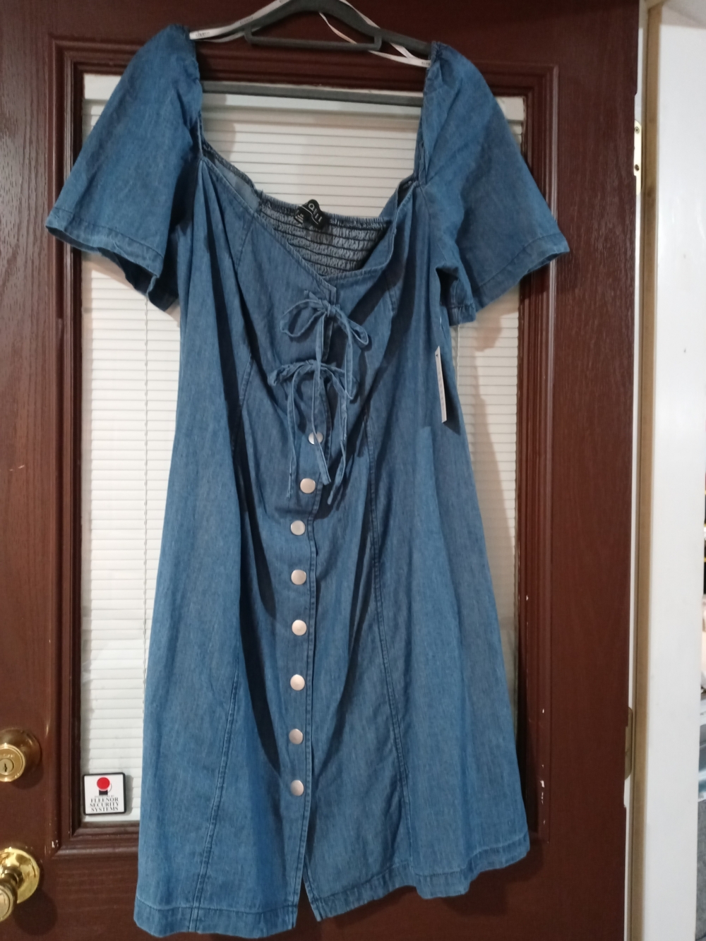 Eloquii Blue Denim Button-Front Midi Dress